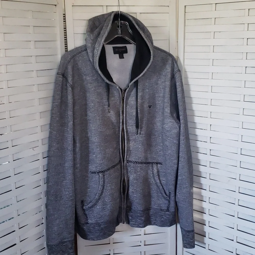 True Religion gray mens full zip casual hoodie sweatshirt size XL